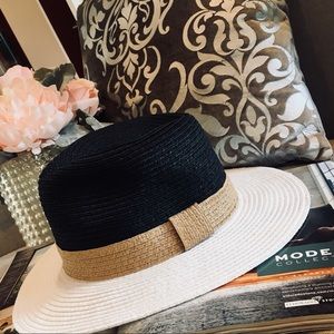 Nicole Marciano black top panama style straw hat